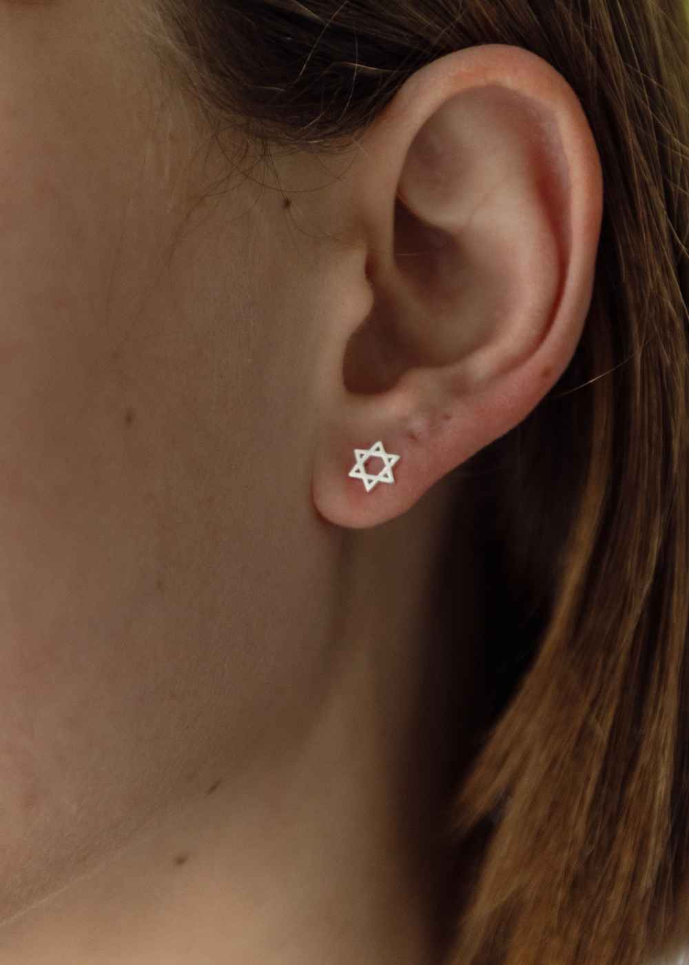 זוג עגילי מגן דוד צמודים
