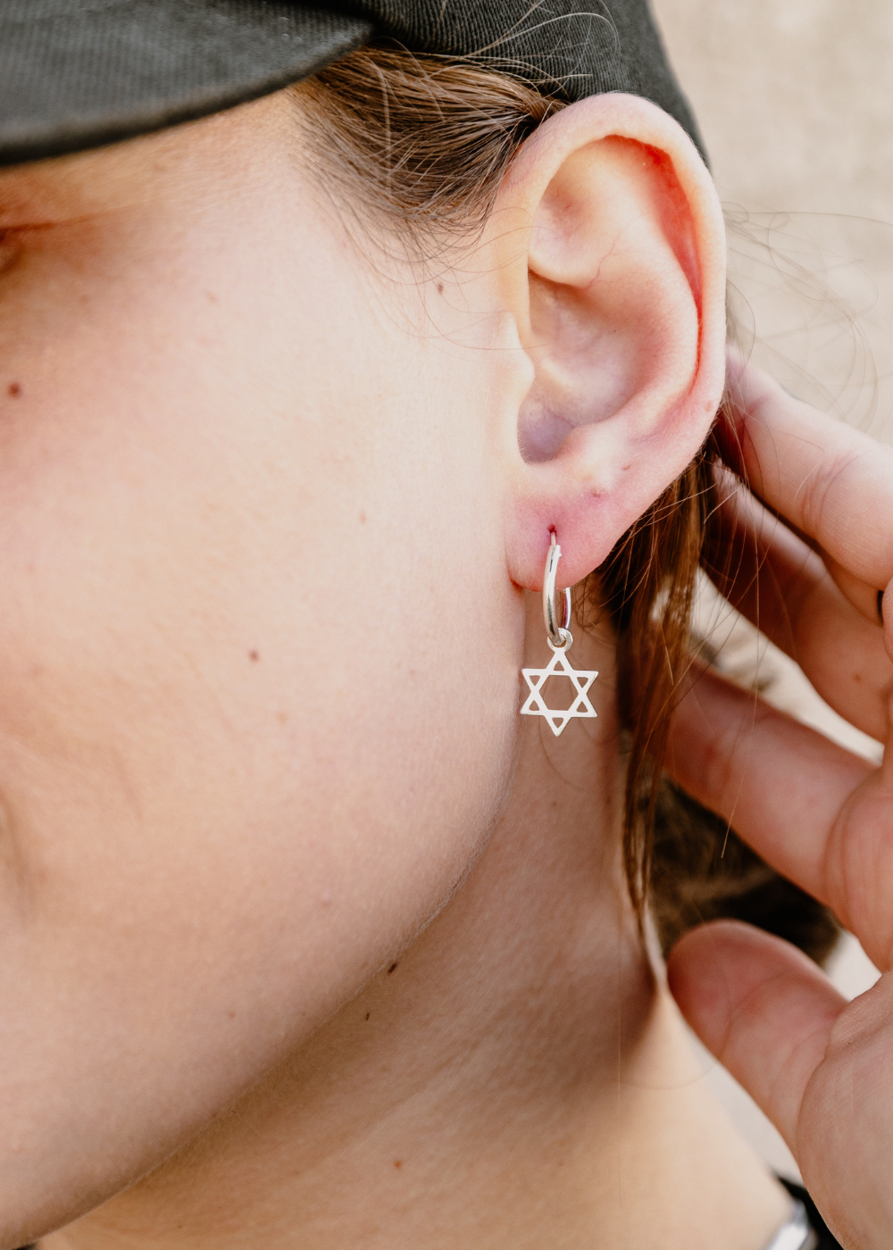 עגיל מגן דוד תלוי
